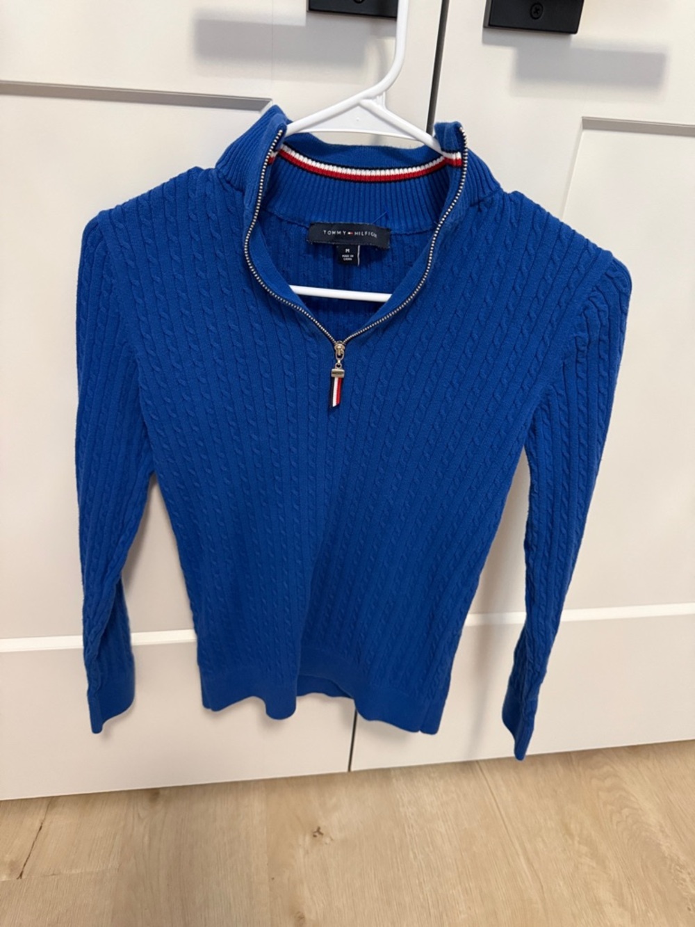 Tommy Hilfiger Women's Cobalt Blue Cable-Knit Half-Zip Sweater